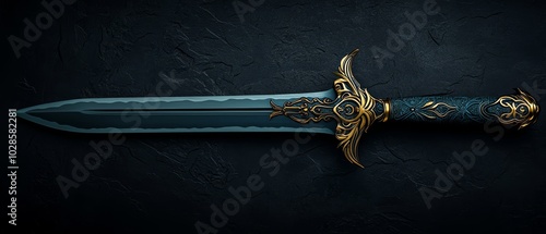 Ornate Dagger on Black Background photo