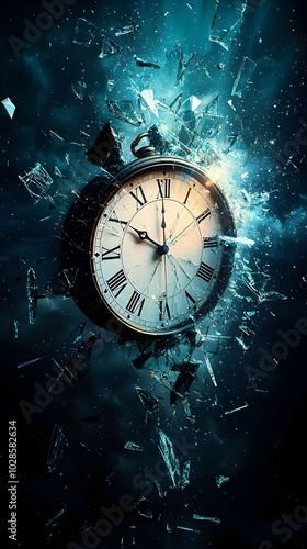 Wallpaper Mural A vintage pocket watch shatters into a thousand pieces, symbolizing the fragility of time. Torontodigital.ca