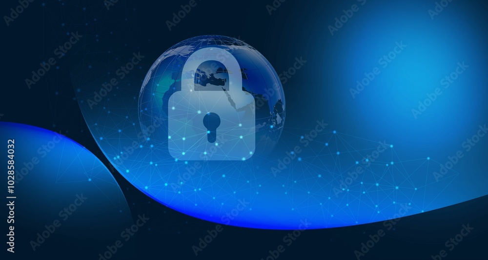 Global cybersecurity and data protection illustration Global cybersecurity and data protection illustration