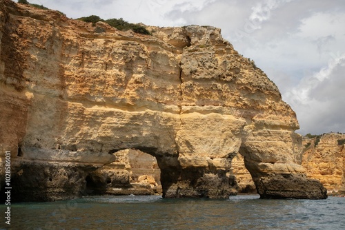 Scenic view of the Algarve coastline in Portugal with clear skies and beautiful landscapes