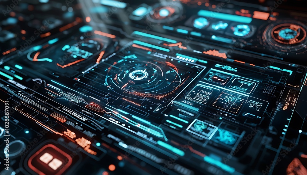 Visualization of futuristic diagnostic tools in a medical setting for patient care. Visualization of futuristic diagnostic tools in a medical setting for patient care.