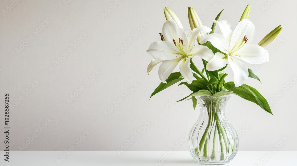 Elegant White Lilies in a Clear Vase Elegant White Lilies in a Clear Vase