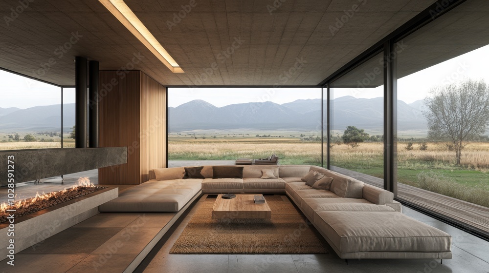 custom made wallpaper toronto digitalModern Living Room with Scenic Mountain View