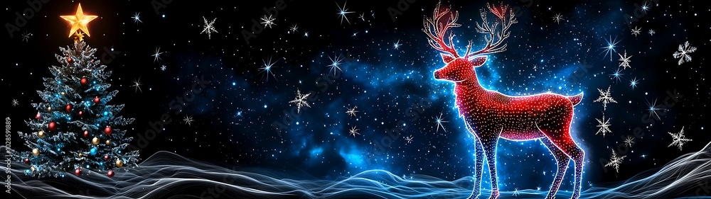Enchanting Festivities A Celestial Christmas Scene with a Glowing Deer Enchanting Festivities A Celestial Christmas Scene with a Glowing Deer