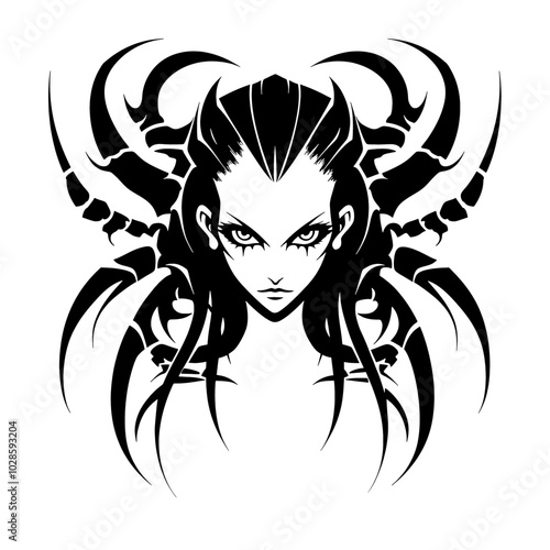 Demoness Spider – Blends Beauty and Danger, Perfect for Fantasy Art, Game Design, and Illustration Projects. Envision Her as the Enchanting Villainess in Your Story, a Powerful Figure to Enhance Book