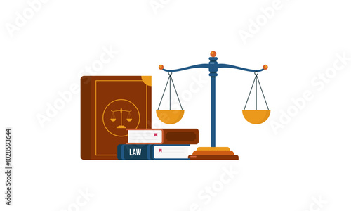 Wallpaper Mural Law and Justice Concept with Scales Judge, Gavel Book, and Hammer Illustration Torontodigital.ca