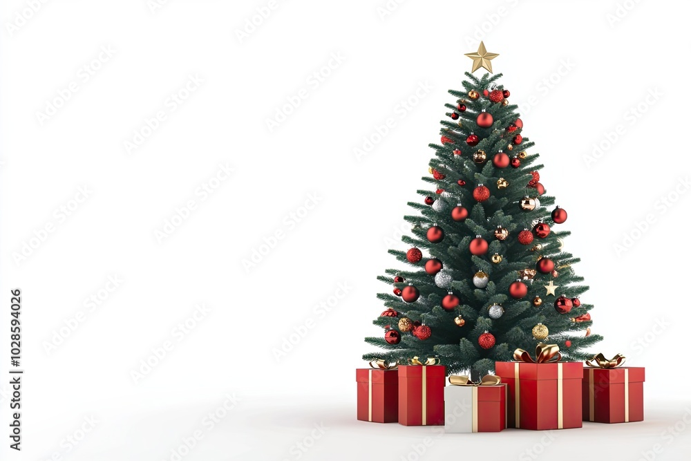 Decorated Christmas Tree with Presents Underneath Decorated Christmas Tree with Presents Underneath