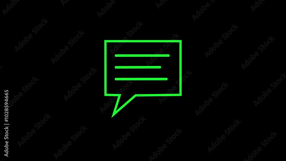 Chat icon. conversation icon animation. Message icon animated on black background. Text symbol, conversation concept. lines animation. Chat icon. conversation icon animation. Message icon animated on black background. Text symbol, conversation concept. lines animation.