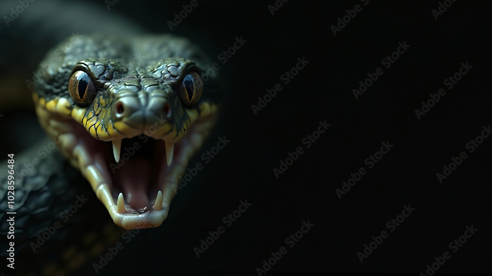 Fototapeta premium snake bite frontal into the camera