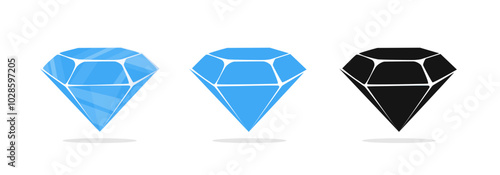 Diamond vector icons. Diamonds in different shapes and cuts
