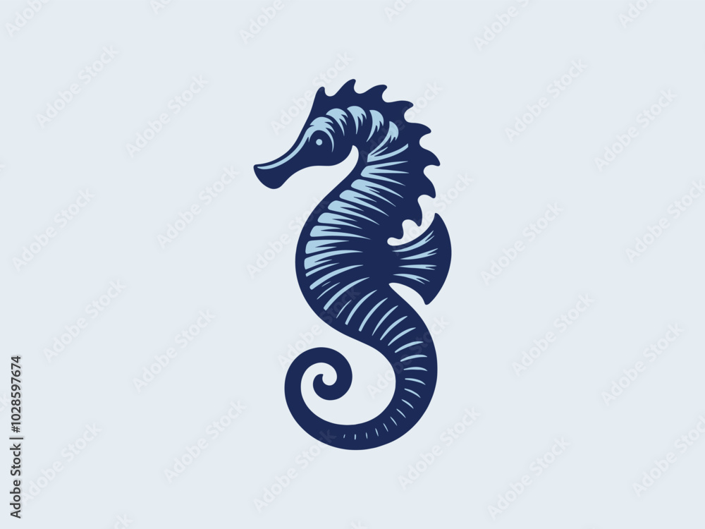 Fototapeta premium Seahorse. vintage engraving vector sea illustration, emblem, logo