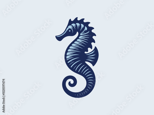 Seahorse. vintage engraving vector sea illustration, emblem, logo