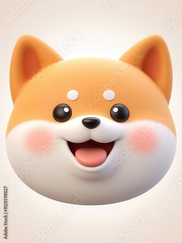 cute shiba 3d illustration style icon 