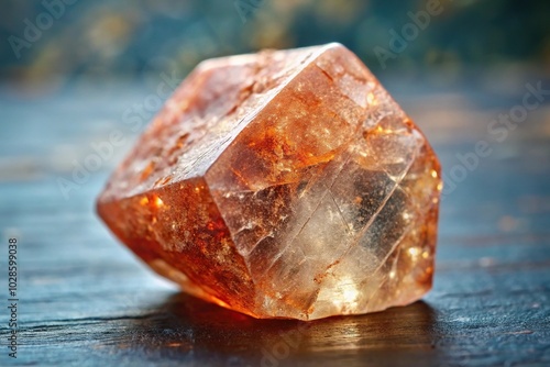 Nice uncut sunstone crystal with copper inclusions