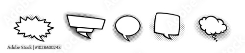 Pop art speech bubble vector set. Comic-style speech bubbles in pop art design