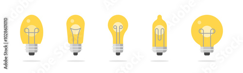 Lightbulb flat icons. Various flat icons of lightbulbs