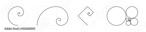 Golden ratio vector schemme set. Icons depicting the golden ratio in design