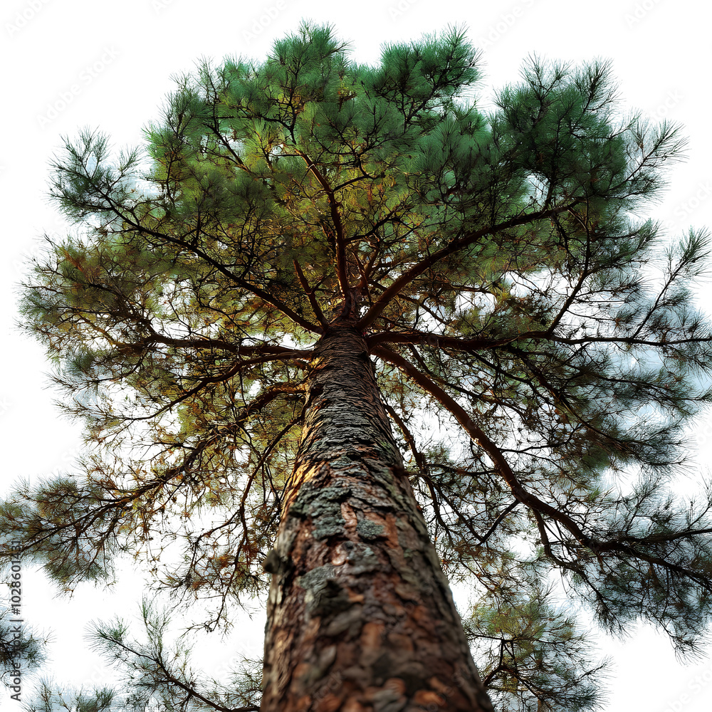 Fototapeta premium Tall Pine Tree with Rustic Trunk and Branches