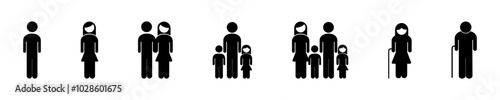 Family vector icon set