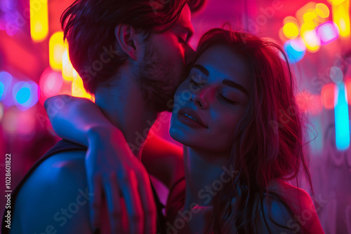 Wallpaper Mural Futuristic neon photo image young people dancing nightclub nightlife pop style, Generative AI Torontodigital.ca