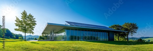 Obraz na płótnie Modern green data center with solar panels in a sunny environment w salonie