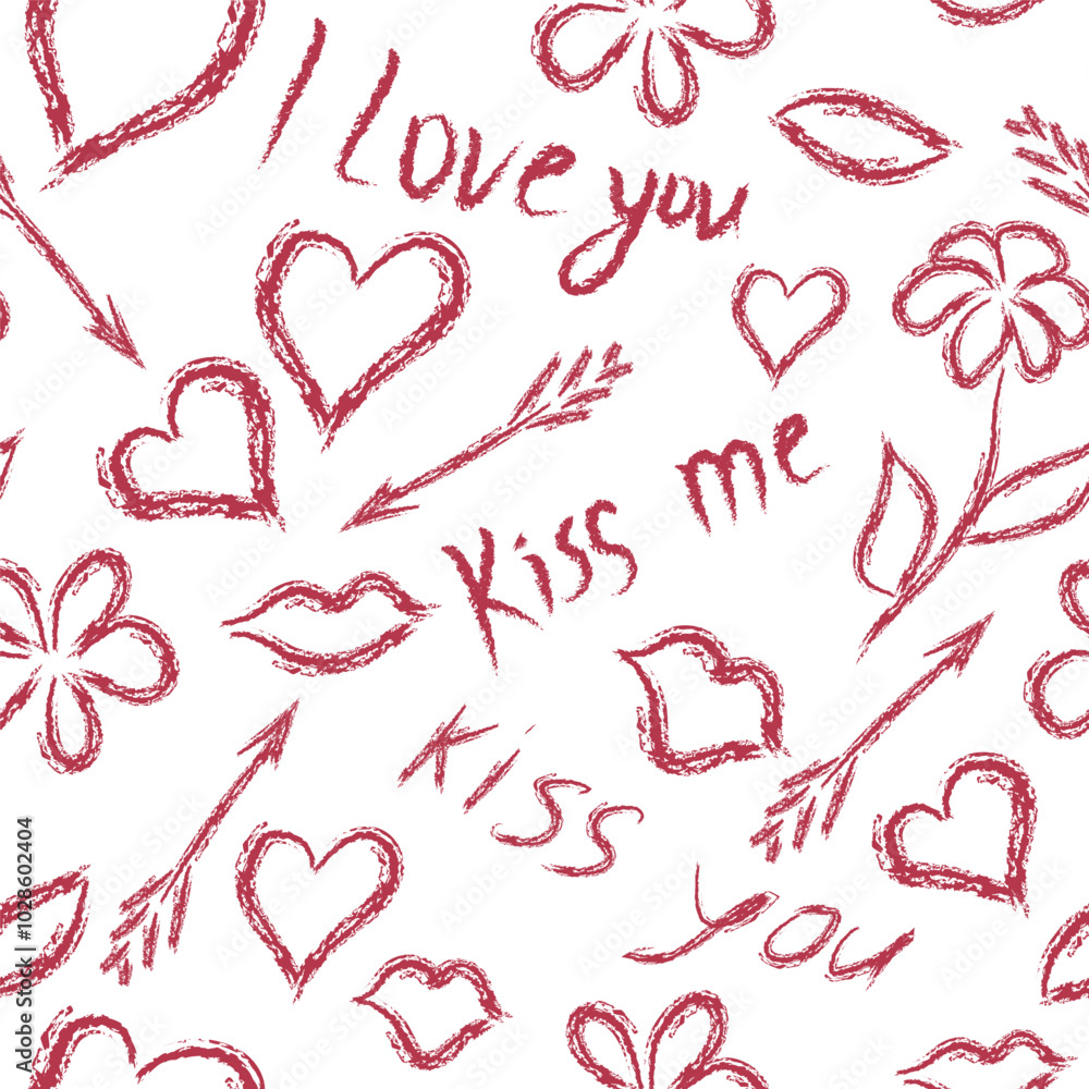 Seamless pattern kiss you. Vector illustration. Seamless pattern kiss you. Vector illustration.