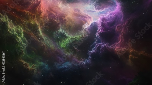 Colorful Nebula in Galactic Space Scene