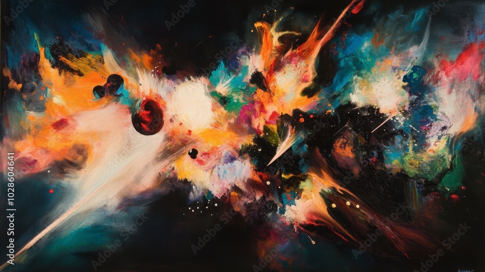 Fototapeta premium Vibrant Abstract Cosmic Explosion in Colorful Swirls