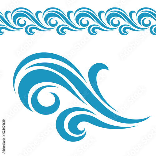 Water Wave Logo abstract design. Cosmetics Surf Sport Logotype concept.