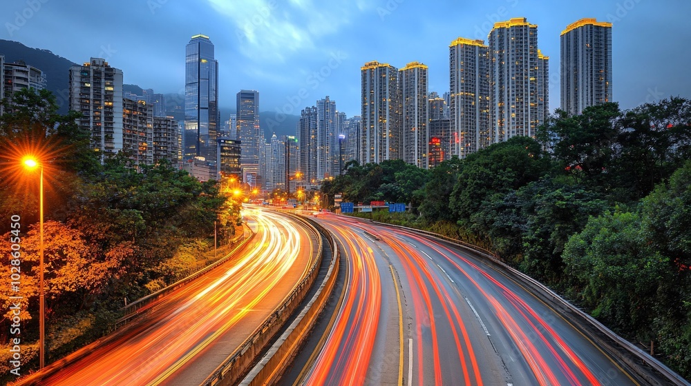 Obraz premium Smart traffic management systems controlling city traffic flow through interconnected digital platforms Stock Photo with side copy space