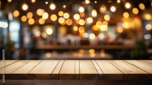 Wooden table with dark blurred background  photo