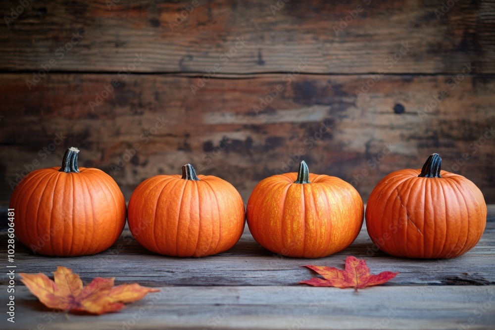 A Thanksgiving banner scene with colorful pumpkins and vibrant flowers on a rustic wooden table A Thanksgiving banner scene with colorful pumpkins and vibrant flowers on a rustic wooden table