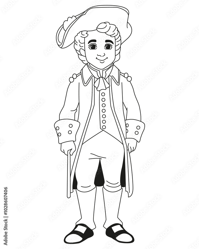 Fototapeta premium Aristocratic cartoon man of Europe of Renaissance period. France People wearing medieval fashion vintage clothes. PNG Illustration