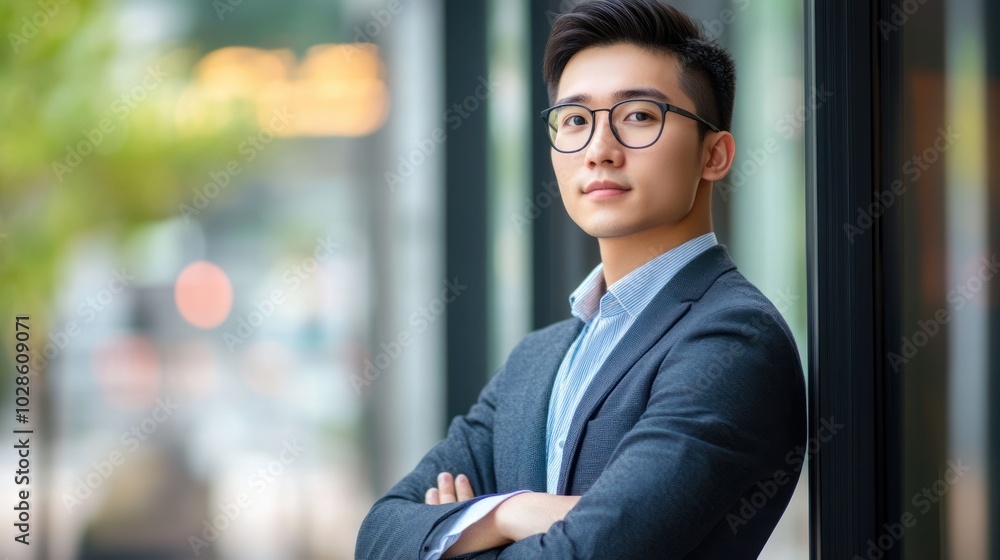 Portrait of a Young Man in a Suit and Glasses Portrait of a Young Man in a Suit and Glasses