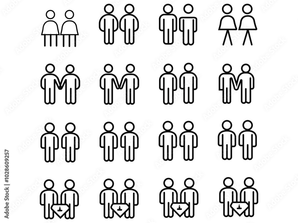 Set of people icons in flat style crowd group of people icons set Set of people icons in flat style crowd group of people icons set