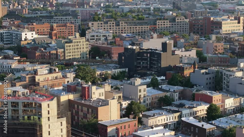 Aerial view of Bedford-Stuyvesant, Brooklyn on a summer morning Aerial view of Bedford-Stuyvesant, Brooklyn on a summer morning
