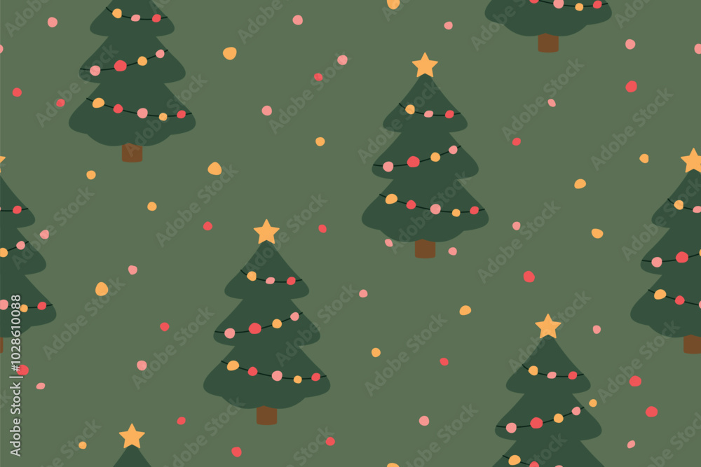 christmas seamless pattern with christmas tree and colorful dots; great for wrapping, greeting cards, social media graphics- vector illustration christmas seamless pattern with christmas tree and colorful dots; great for wrapping, greeting cards, social media graphics- vector illustration
