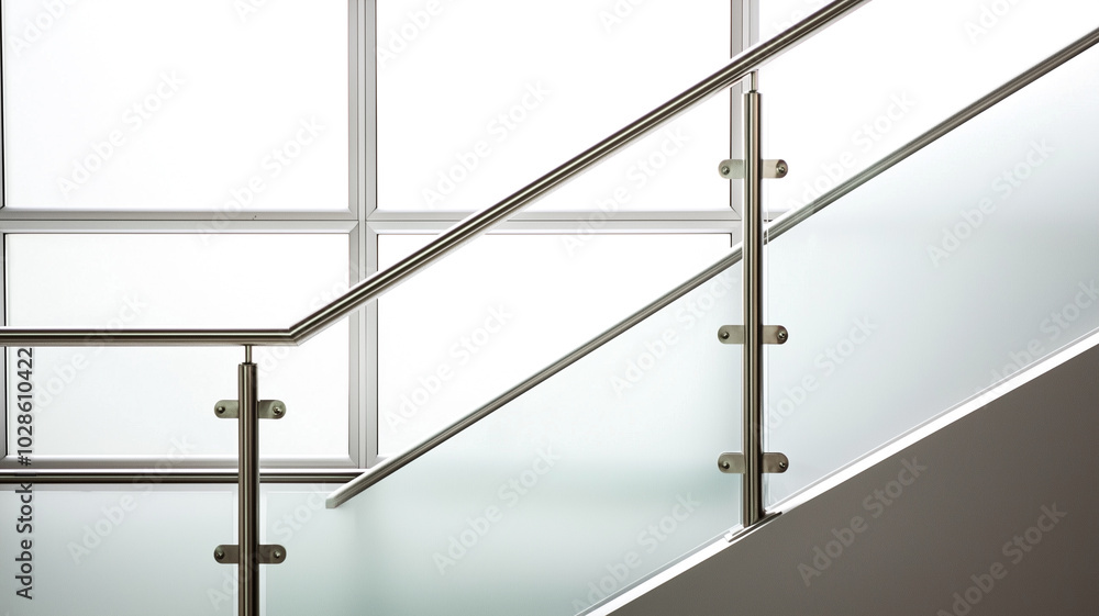 Contemporary Steel Railing with Frosted Glass Dividers for Outdoor Areas. Contemporary Steel Railing with Frosted Glass Dividers for Outdoor Areas.