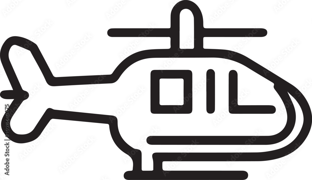 Helicopter vector illustration outline icon. Silhouette art of helicopter. Helicopter vector illustration outline icon. Silhouette art of helicopter.