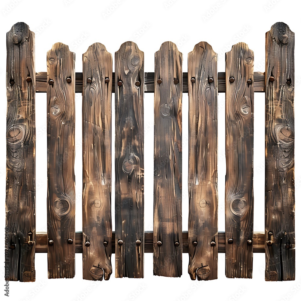 Brown wooden fence isolated on white background Brown wooden fence isolated on white background