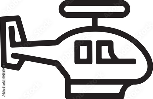 Helicopter vector illustration outline icon. Silhouette art of helicopter.