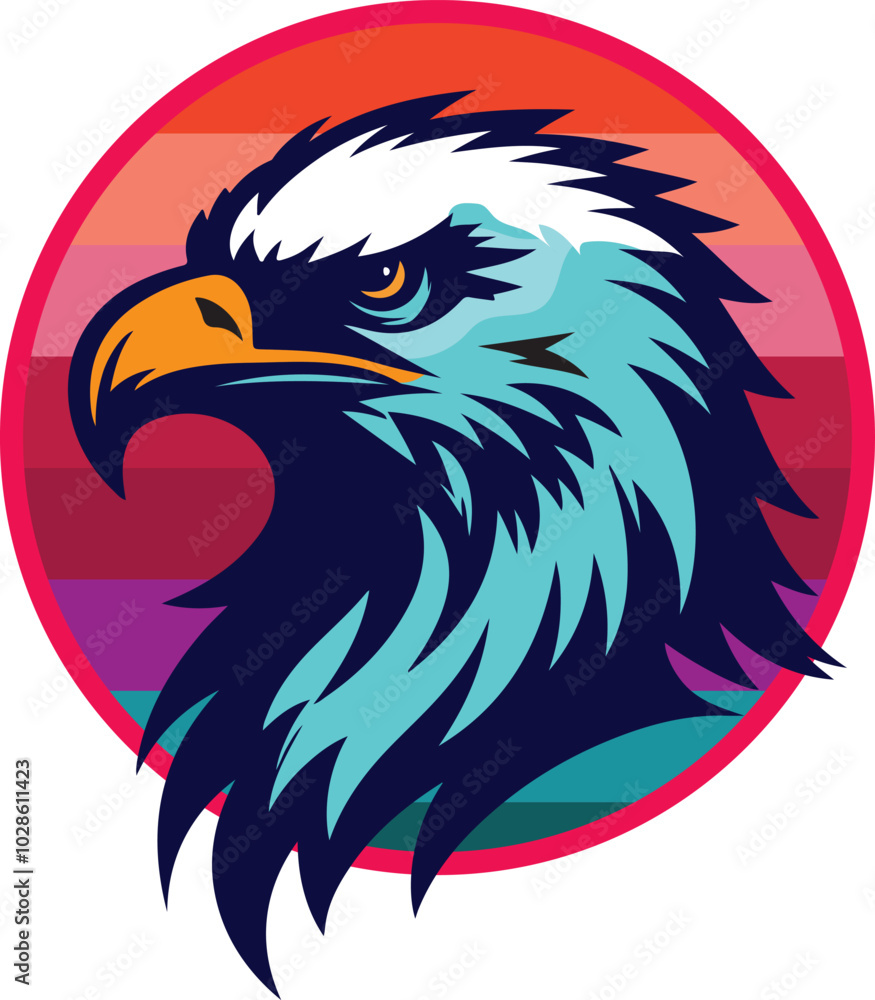Obraz premium American bald eagle with flag Vintage T-shirt graphics vector illustration And Templates