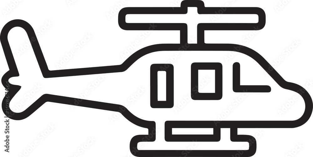 Helicopter vector illustration outline icon. Silhouette art of helicopter. Helicopter vector illustration outline icon. Silhouette art of helicopter.