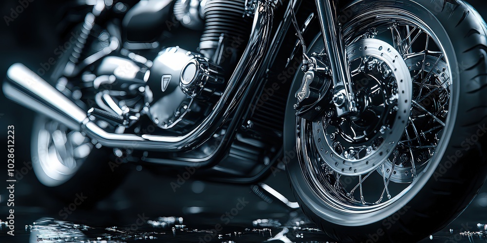Retro motorcycle wallpaper featuring close-up of classic black-and-white motorcycle, with gleaming chrome parts under bright light, exuding a cool, nostalgic vibe. Retro motorcycle wallpaper featuring close-up of classic black-and-white motorcycle, with gleaming chrome parts under bright light, exuding a cool, nostalgic vibe.