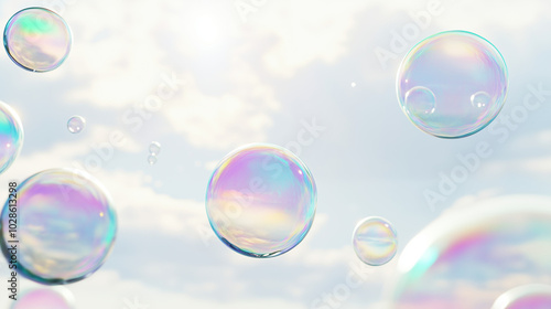 Wallpaper Mural Floating Soap Bubbles Reflecting Rainbow Colors in the Sky Torontodigital.ca