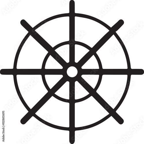 Ship steering vector illustration outline icon. Silhouette art of steering.