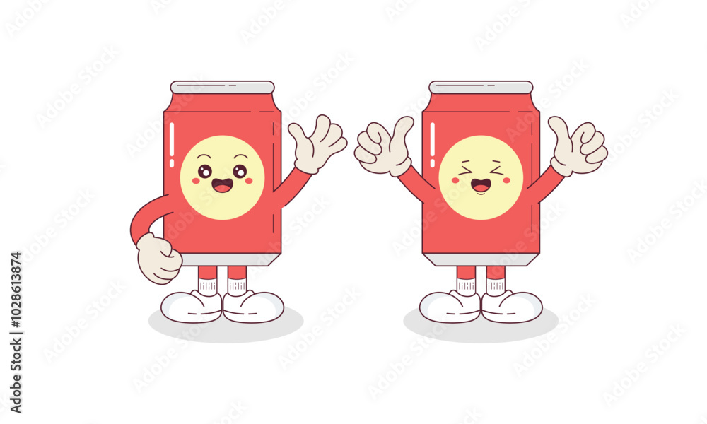 Set of Cute Toon Retro Groovy Movie and Cinema Mascot Cartoon Character Illustration. Set of Cute Toon Retro Groovy Movie and Cinema Mascot Cartoon Character Illustration.