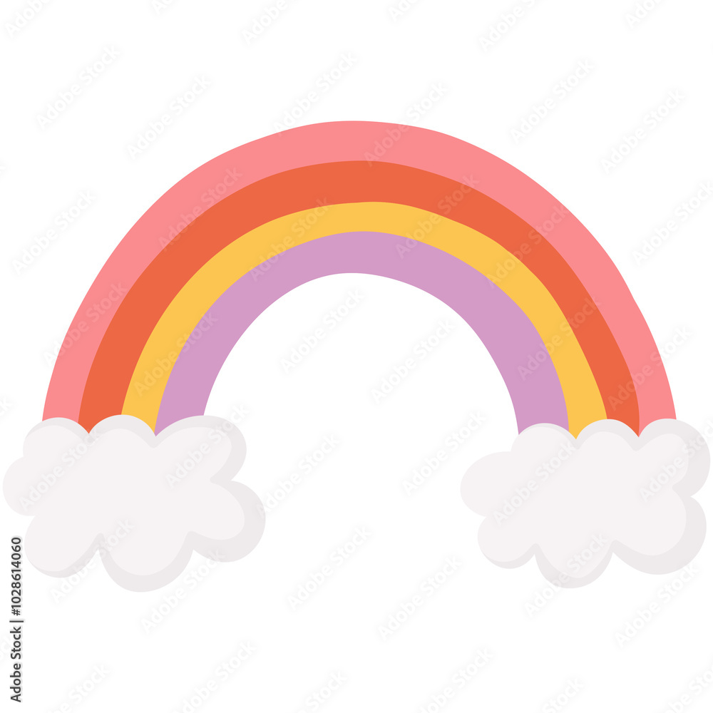 Cartoon illustration of rainbow and clouds Cartoon illustration of rainbow and clouds