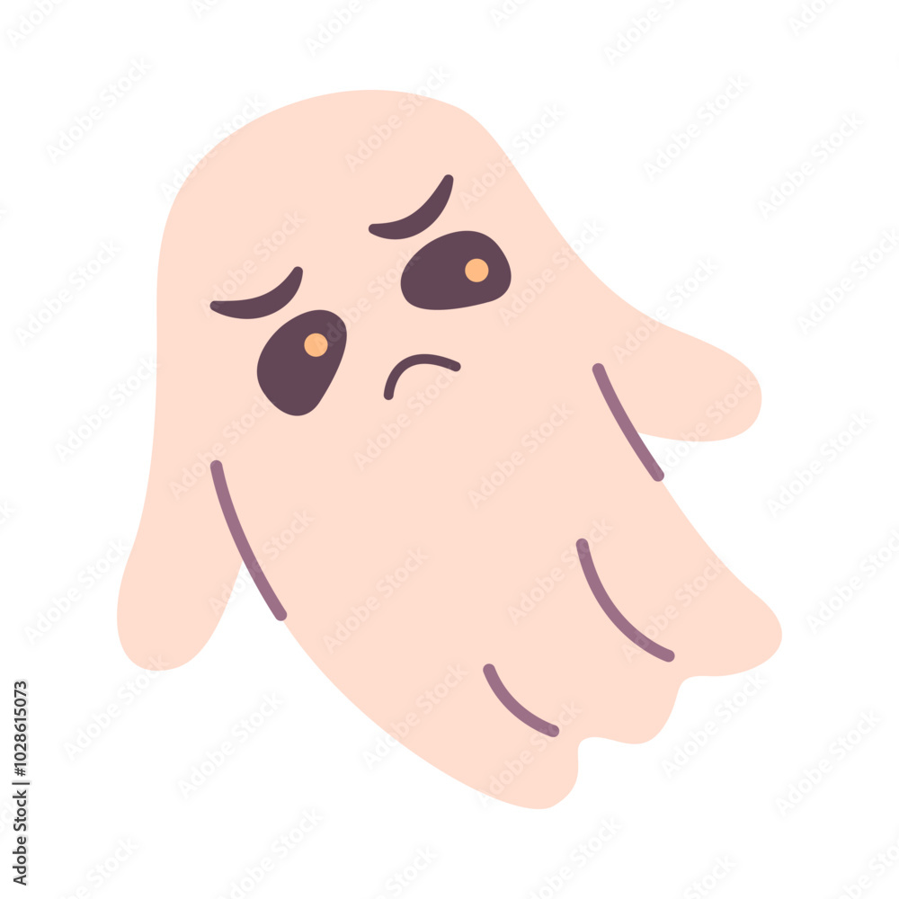 A timid ghost. The spirit of Halloween. A haunted Halloween party.Vector illustration.Isolated on white background. A timid ghost. The spirit of Halloween. A haunted Halloween party.Vector illustration.Isolated on white background.