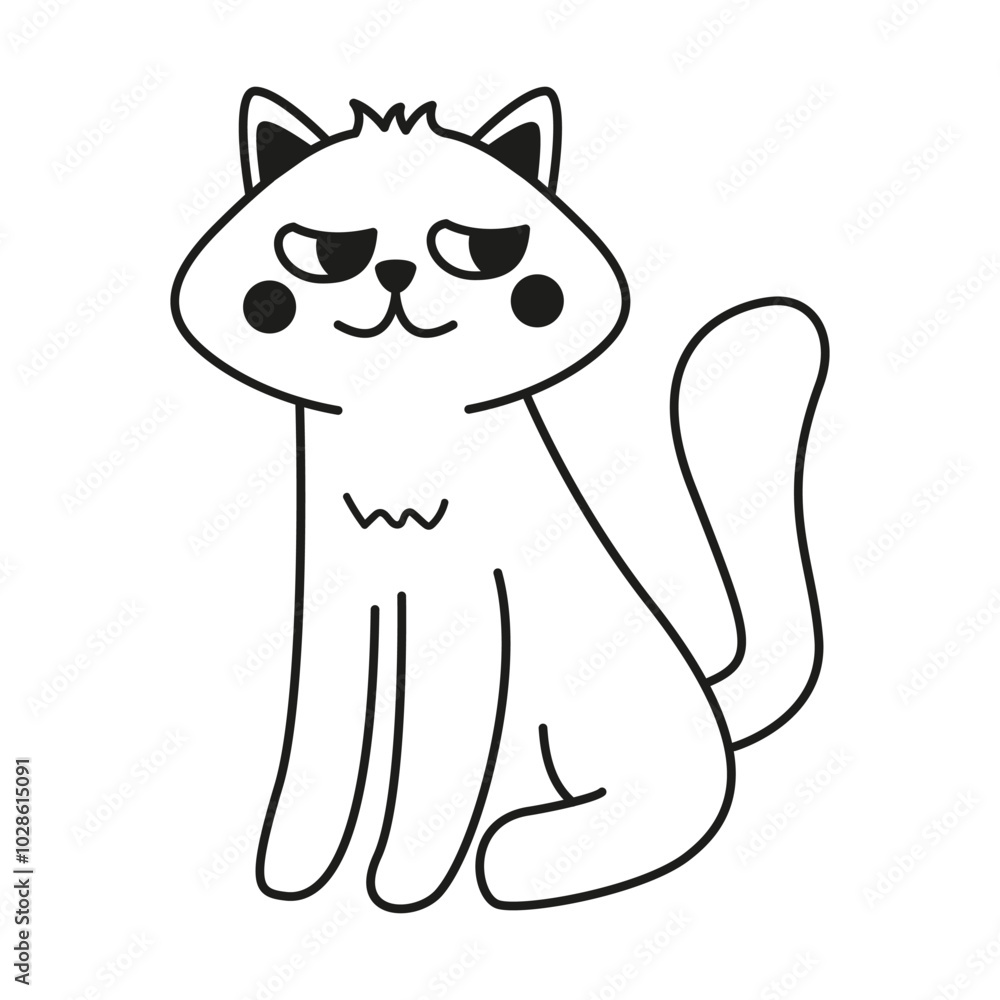 Cute cat. Halloween cat. Outline vector illustration.Doodle sketch icon. Isolated on white background. Cute cat. Halloween cat. Outline vector illustration.Doodle sketch icon. Isolated on white background.